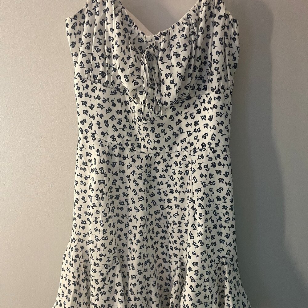 Francesca's White and Blue Women's XXS Floral Mini Dress